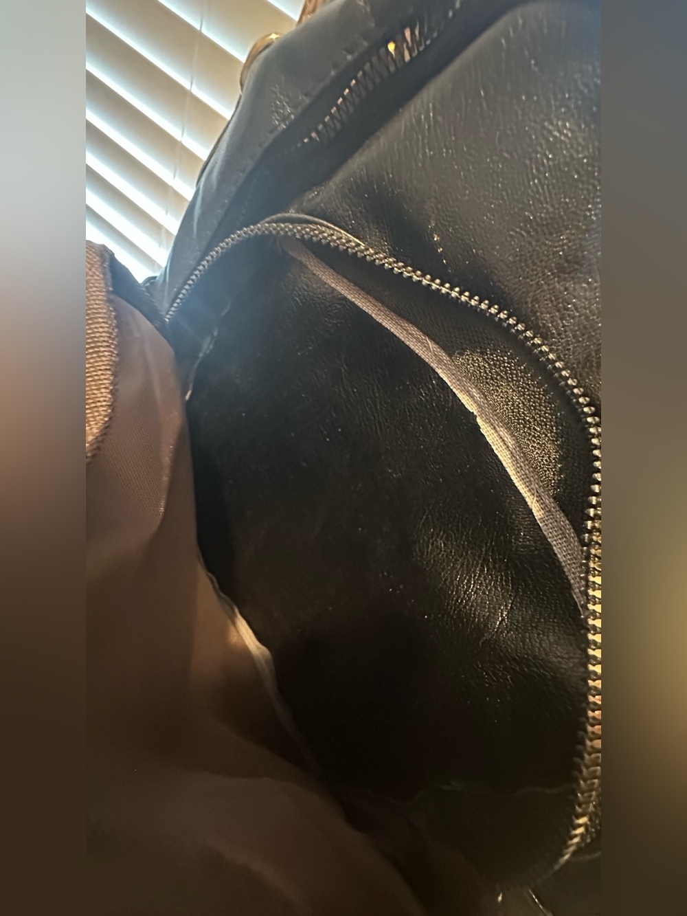 Black Leatherette Mini Backpack with Gold Accent - Picture 3 of 4